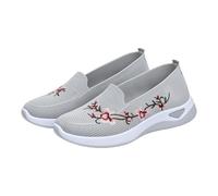 Women's Shoes Sneakers - Slippers Closed Running Shoes Slip On Flat Shoes Floral Pattern Low Shoes Elegant Comfortable Hiking Shoes Lightweight Sports Shoes Non-Slip Pumps Seniors Shoes, gray, 8 UK