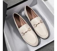 Womens Shoes Spring Women's Basic Flat Shoes PU Leather Metal Decoration Round Toe Casual Comfortable, Spring Versatile Slip-On Flat Plus Size Women's Shoes