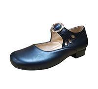 Women's Shoes Summer 2026 Leisure Women's Four Seasons Plain Non-Slip Square Heels Round Toe Lazy Elegant Breathable White Summer Shoes, blue, 8 UK