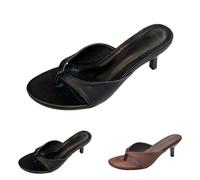Women's Shoes Toe Separator and Heel H - Flip Flops with Kitten Heel Slippers with Toe Separator Temperament Summer Shoes for Slip-On Peeptoes for Summer Outfits, black, 8 UK