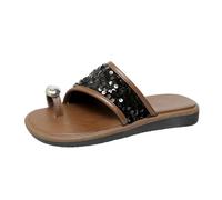 Women's Shoes Wedge Heel Pumps Flat Sandals for Women Flip Flops with Clip Toe Open Comfort Walking with Slip-On Belts Women's Glitter Shoes Winter, black, 6 UK