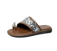 Women's Shoes Wedge Heel Pumps Flat Sandals for Women Flip Flops with Clip Toe Open Comfort Walking with Slip-On Belts Women's Glitter Shoes Winter, silver, 4 UK