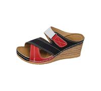Women's Shoes Wide G Women's Beach Slippers with Slope Heel Hollow Casual Slippers Slope Bottom Shoes Sandals Road Bike Shoes Women's Click, red, 5 UK