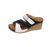 Women's Shoes Wide G Women's Beach Slippers with Slope Heel Hollow Casual Slippers Slope Bottom Shoes Sandals Road Bike Shoes Women's Click, black, 9.5 UK