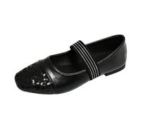 Women's Shoes Women's Fashion Comfortable Sequin Casual Shoes a Slip On Solid Color Black