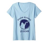 Womens Shofar Blowing Legend Funny Rosh Hashanah Jewish New Year V-Neck T-Shirt