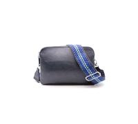 Womens Shopper Crossbody Bag Triple Zip Handbag Shoulder Bag with Wide Printed Strap -BLUE