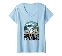 Women's Shoreline Treasures Sea Shells Explorer V-Neck T-Shirt