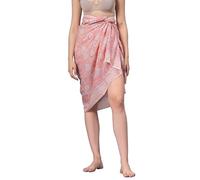 Women's Short 100% Cotton Hand Block Sarongs Beach Wrap Sheer Bikini Colors Wraps Chiffon Cover Ups for Swimwear Sarong Skirt (Light orange)