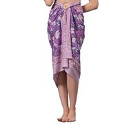 Women's Short 100% Cotton Hand Block Sarongs Beach Wrap Sheer Bikini Colors Wraps Chiffon Cover Ups for Swimwear Sarong Skirt (Purple)