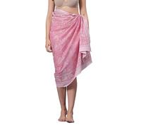 Women's Short 100% Cotton Hand Block Sarongs Beach Wrap Sheer Bikini Colors Wraps Chiffon Cover Ups for Swimwear Sarong Skirt (Pink)