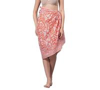 Women's Short 100% Cotton Hand Block Sarongs Beach Wrap Sheer Bikini Colors Wraps Chiffon Cover Ups for Swimwear Sarong Skirt (Orange)