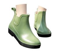 Womens Short Ankle Wellies Rainboots Short Chelsea Booties Lightweight Fashion Comfortable Rain Boot Chunky Heel Waterproof Antislip Hiking Boots Wide Leg Easy Slip on Walking Garden Shoe