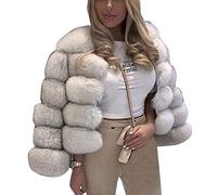 Women's Short Artificial Fur Coat Splicing Casual Solid Thick Outerwear Faux Fur Thick Outerwear Cardigan Jacket Ben M