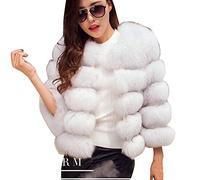 Women's Short Artificial Fur Coat Splicing Casual Solid Thick Outerwear Faux Fur Thick Outerwear Cardigan Jacket White M