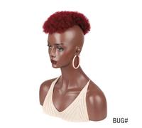 Women's short bang head hair complementary hair block flat head personalized wig(Red)