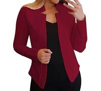 Women's Short Blazer Women's Jacket Elegant Short Business Short Jacket Blazer Elegant Coat Autumn Short Women's Blazer Women's Blazer Sporty Elegant Suits & Jackets Boucle Blazer, Wine Red, S