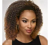 Women's Short Bob curly Wig,gradient headband wig,Glueless Wig Heat-resistant fiber Machine Made wig,Suitable for ladies' daily role play Wear