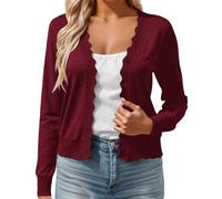 Women's Short Cardigan V-Neck - Chic and Elegant Cardigan with Buttons Long Sleeve Casual Coats Solid Color Soft Slim Fit Jackets Comfortable Versatile Autumn Winter Jacket