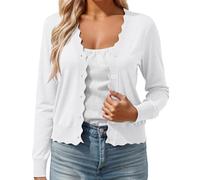 Women's Short Cardigan V-Neck - Chic and Elegant Cardigan with Buttons Long Sleeve Casual Coats Solid Color Soft Slim Fit Jackets Comfortable Versatile Autumn Winter Jacket