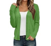 Women's Short Cardigan V Neck Knitted Cardigan for Long Sleeves Chic and Elegant with Buttons Casual Coat Loose Fit Warm Versatile Jacket Autumn Winter Soft Comfortable Jackets