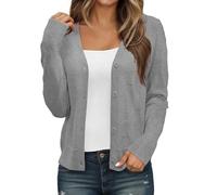 Women's Short Cardigan V Neck Knitted Cardigan for Long Sleeves Chic and Elegant with Buttons Casual Coat Loose Fit Warm Versatile Jacket Autumn Winter Soft Comfortable Jackets