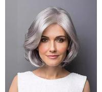 Women's Short Curly Bob Wig Silver Gray Wig Natural Looking Heat-resistant synthetic fiber wig, Suitable for ladies daily party Halloween use