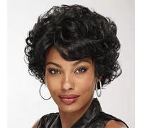 Women's short curly wig fiber wig Heat Resistant synthetic wig,Short Curly Grey Wigs Women Soft Synthetic Heat Resistant Hair Daily Party Cosplay Use.(Black)
