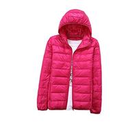 Women's Short Down Jacket Ultra Lightweight Warm Packable Winter Zip Coat Hooded Puffer Coat Windproof Insulated Jacket Down Filled Coat Parka,Quilted Padded Puffer Jacket with Hood Rose 4XL