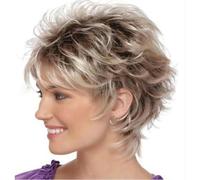 Women's Short Hair Is Fluffy And Realistic, With Short Straight Hair And Synthetic Fiber Hair-grayish golden-10inches-1 PC