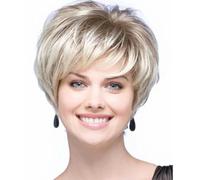 Women's Short Hair Is Fluffy And Realistic, With Short Straight Hair And Synthetic Fiber Hair-mixlightgolden-10inches-1 PC