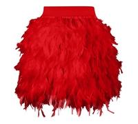 Women's Short Knitted Skirt European American Stage Performance Clothing for Women, Feather Half Body Skirt, Short Skirt Rocks Candy Mix, red, M