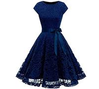 Women's Short Lace Bridesmaid Dress Sale Clearance Formal Cocktail Party Dress Cap Sleeve Belt Short Floral Bridesmaid Dress Crewneck Back to School Dresses Wedding Guest Homecoming Dresses 2024 UK