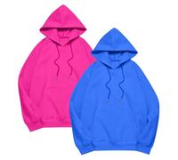 Women's Short Long Sleeve Jacket Mid Season Large Size Sweatshirts Set of 2 Casual Hoodies Drawstring Coat with Hood Coats Solid Colour Sweatshirt Simple Loungewear 2pcs, Dark Blue, L
