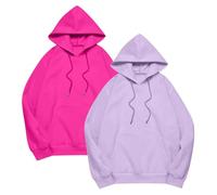 Women's Short Long Sleeve Jacket Mid Season Large Size Sweatshirts Set of 2 Casual Hoodies Drawstring Coat with Hood Coats Solid Colour Sweatshirt Simple Loungewear 2pcs, Watermelon Red, S