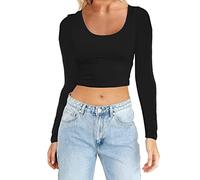 Women's Short Long Sleeve Top - Women's Sports Tee Shirt Round Neck Slim Fit Solid Colour Basic Pullover Large Size Casual Chic and Elegant for Everyday Wear