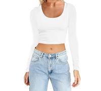 Women's Short Long Sleeve Top - Women's Sports Tee Shirt Round Neck Slim Fit Solid Colour Basic Pullover Large Size Casual Chic and Elegant for Everyday Wear