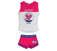 Women's Short Pyjama DC Comics Superman Cotton Shorts and Tank Top (Pink, XL)