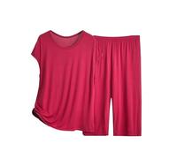 Womens Short Pyjamas Set 2 Pack, Ladies Loungewear Tracksuit Sets Uk, Women'S Pyjama Sets Plus Size Ladies Summer Pyjamas Short Pyjama Set Nightwear Women'S Fluffy Nightdress Red
