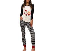 Womens Short Pyjamas Set Ladies Cropped Pyjamas Autumn And Winter Sets Europe And The States Christmas Old Man Home Two Sets Of Pajamas Ladies Short Fleece Women Black Xxxl