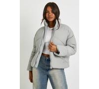 Womens Short Quilted Puffer Jacket - Grey - 12, Grey