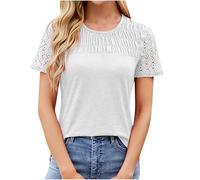 Women's Short Sleeve Dressy Tops Casual Short Sleeve T-Shirt Irregular Hem Ladies Tunic Blouse Shirts White