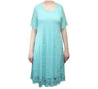Womens Short Sleeve Floral Lace Skater Swing Dress Ladies Summer Wear Flared Style Scoop Neck Eveneing Dress Mint UK 18