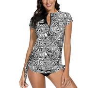 Women's Short Sleeve Lightweight Crew Neck Rash Guards Elegant Quick Dry Floral Rash Vest B2 L