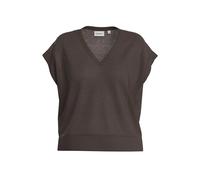 Women's Short Sleeve Linen Blend V-Neck Pull-over COMMA Marron L