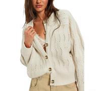 Women's Short Sleeve Openwork Knit Sweater Wavy Pattern Round Neck Summer