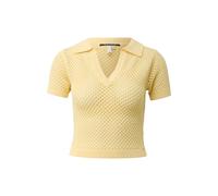 Womens Short Sleeve Polo Shirt with Openwork Pattern QS Slim Fit Jaune XS