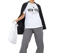 Women's Short Sleeve Round Neck Oversized Printed Long Casual Summer Baggy Fashion Ladies T-Shirt Tees Plus Size Tops UK 8-20 (New York Downtown White, 16)