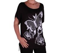 Womens Short Sleeve Scoop Neck Casual Butterfly Print Plus Size Blouse Tunic Top