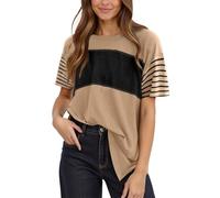 Women's Short Sleeve Striped T-Shirts - Women's T-Shirt Large Size Classic Assorted Colour Chic Elegant Casual Loose Top Comfortable Summer Versatile Soft Top Cheap